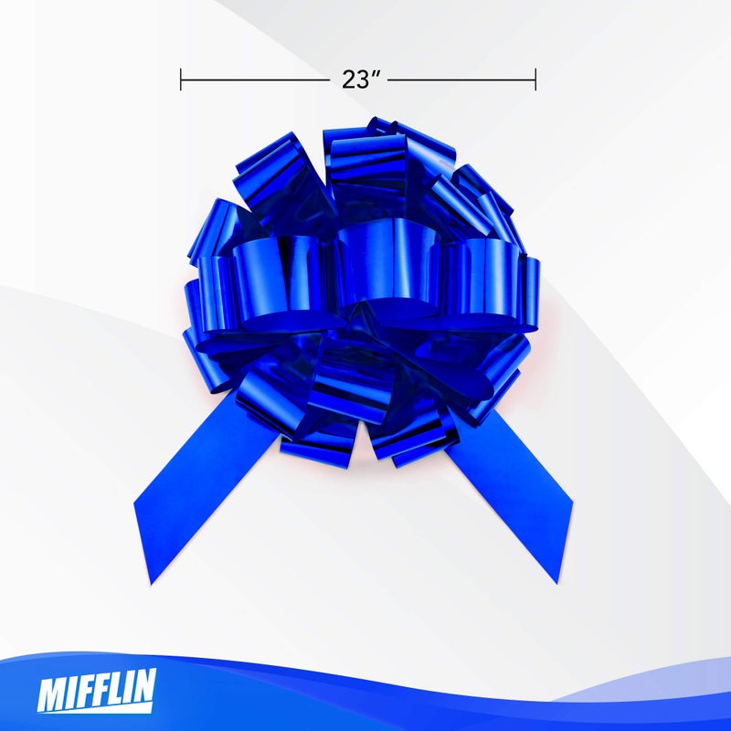 MIFFLIN رباط سيارة ميفلين-أمريكا الكبير (أزرق معدني، 23 بوصة) رباط هدايا، رباط عملاق للسيارة، رباط عيد ميلاد، رباط سيارة ضخم، أربطة سيارات، رباط أزرق كبير، رباط عيد الميلاد للسيارات، تغليف الهدايا، رباط هدايا كبير لتزيين السيارة - Image 2